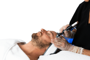 Man receiving an original HydraFacial treatment at Dermacy Clinic Doncaster, Armthorpe – deep cleansing and hydration facial for healthy skin
