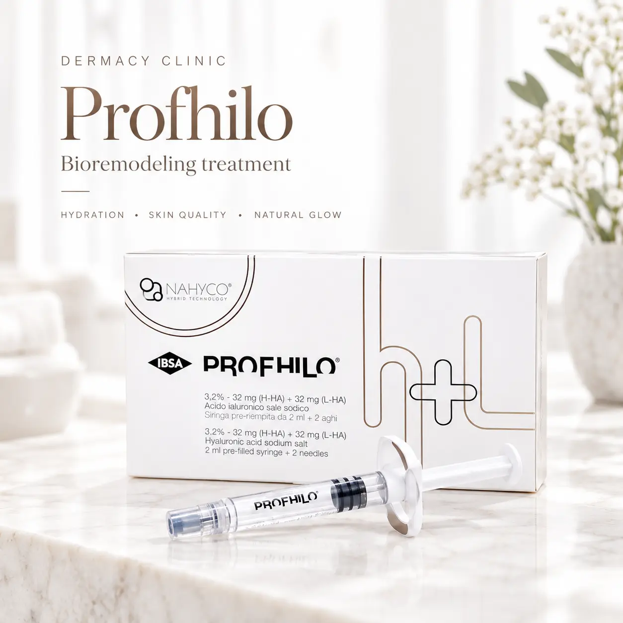 Profhilo bioremodelling treatment box and pre-filled syringe at Dermacy Clinic in Armthorpe, Doncaster